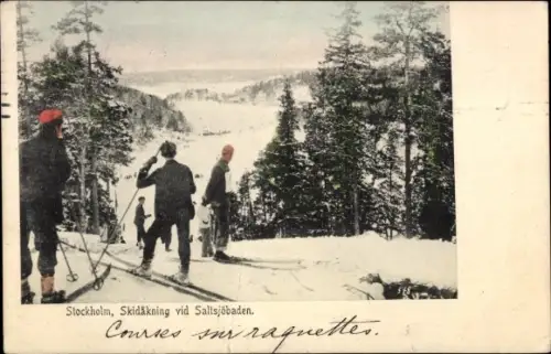 Ak Stockholm Schweden, Skidäkning vid Saltsjöbaden