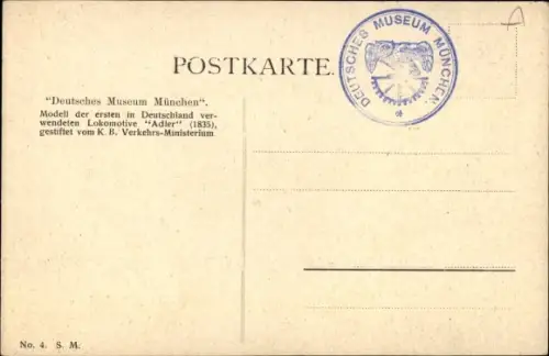 Ak München Bayern, Deutsches Museum, Modell der Lokomotive Adler