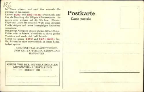 Ak Internationale Automobile-Ausstellung Berlin 1911, Minerva Automobil, Reklame