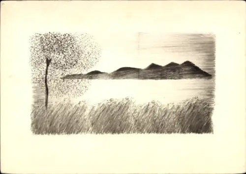 Handgemalt Ak Landschaft, Bergkette