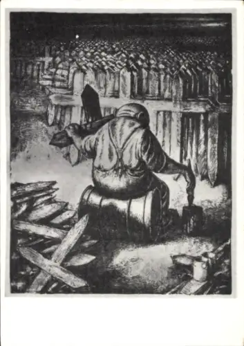 Künstler Ak Weber, A. Paul, Spekulant auf Heldentod, 1934, Grabkreuze