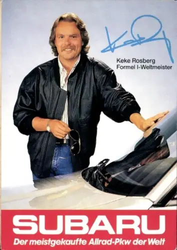 Ak Keke Rosberg, Formel I Weltmeister, Reklame Subaru, Allrad-PKW