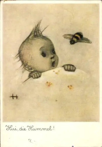 Künstler Ak Hummel, Berta, Hui, die Hummel, Kleinkind