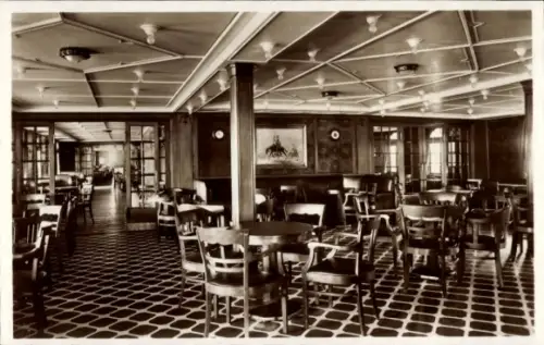 Ak Dampfer MS Monte Cervantes, Innenansicht, Rauchsalon, HSDG