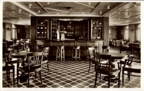 Ak Passagierschiff MS Monte Sarmiento, HSDG, Bar im Rauchsalon
