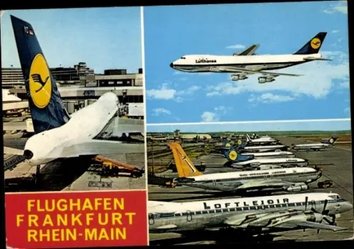 Ak Frankfurt am Main, Rhein Main Flughafen, Lufthansa, Passagierflugzeuge, Loftleidir
