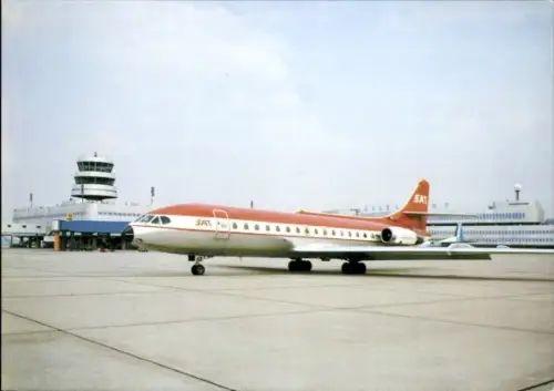 Ak Passagierflugzeug Caravelle SE 210 10 R der SAT, Special Air Transport, Flughafen Düsseldorf