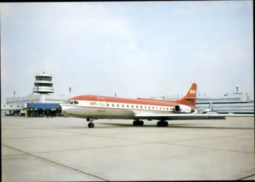 Ak Passagierflugzeug Caravelle SE 210 10 R der SAT, Special Air Transport, Flughafen Düsseldorf