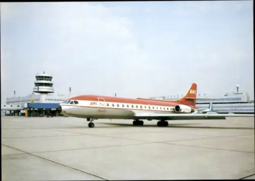 Ak Passagierflugzeug Caravelle SE 210 10 R der SAT, Special Air Transport, Flughafen Düsseldorf