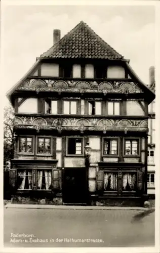Ak Paderborn in Westfalen,  Adam-u. Evahaus, Fachwerkhaus, Halthumarstraße
