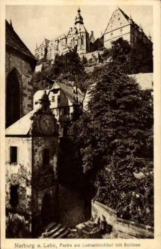 Ak Marburg an der Lahn, Schloss, Lutherkirchhof