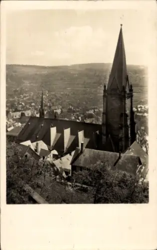 Ak Marburg an der Lahn, Blick vom Schloss auf die lutherische Kirche, Marburg