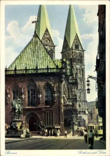 Ak Bremen, Rathaus mit Dom