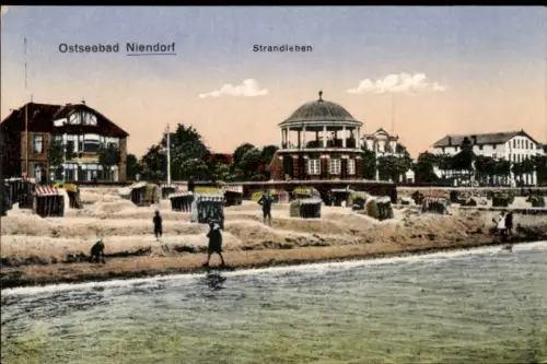 Ak Ostseebad Niendorf Timmendorfer Strand, Ostseebad  Strandleben, Strandkörbe, Menschen am Wasse