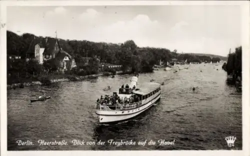 Ak Berlin Charlottenburg Westend, Heerstraße, Blick von der Freybrücke auf die Havel