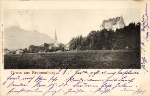 Ak Brannenburg in Oberbayern,  Schloss, Kirche, Landschaft, 1811