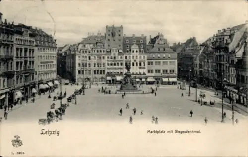 Ak Leipzig,  Marktplatz, Siegesdenkmal,  , 1905