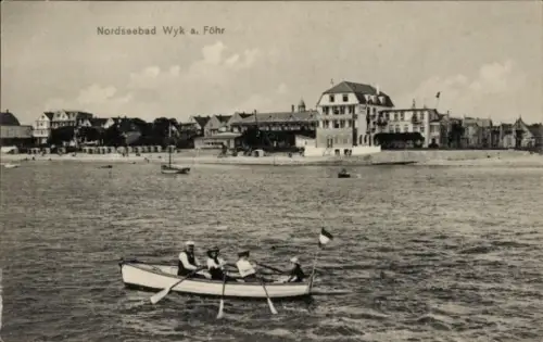 Ak Wyk auf Föhr Nordfriesland, Nordseebad Wyk a. Föhr, Boote, Strand, Gebäude