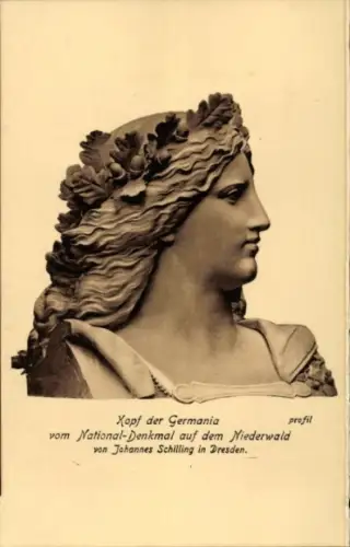 Ak Dresden Altstadt, Kopf der Germania, National-Denkmal, von Johannes Schilling, Profilansicht