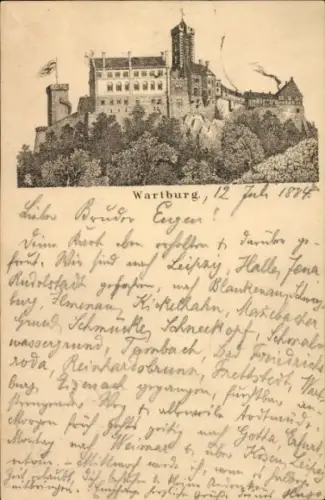 Vorläufer Ganzsachen Litho Lutherstadt Eisenach in Thüringen, Wartburg, GS D.R. PP 6 F 154