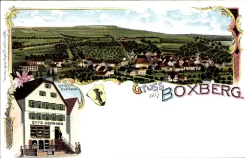 Litho Boxberg in Baden, Gesamtansicht, Geschäftshaus Otto Hofmann