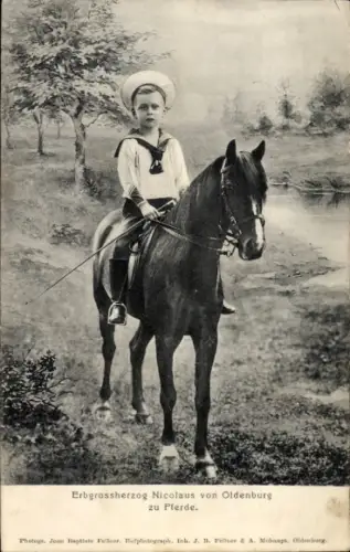 Ak Erbgroßherzog Nicolaus von Oldenburg zu Pferde