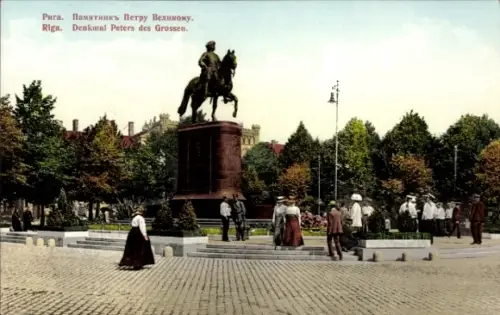 Ak Riga Lettland, Denkmal Peters des Grossen