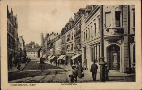 Ak Neunkirchen im Saarland, Partie in der Bahnhofstraße