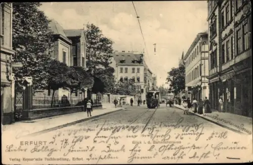 Ak Erfurt in Thüringen, Blick in die Bahnhofstraße, Straßenbahn