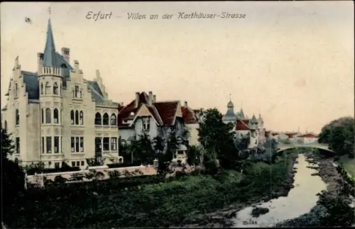 Ak Erfurt in Thüringen, Villen an der Kartäuserstraße
