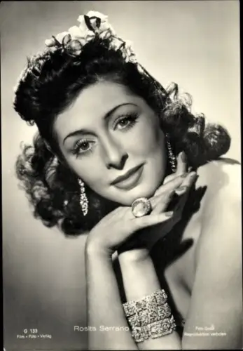 Ak Schauspielerin Rosita Serrano, Portrait, Schmuck, Autogramm