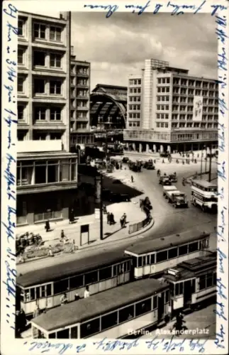 Ak Berlin Mitte, Alexanderplatz, Straßenbahnen