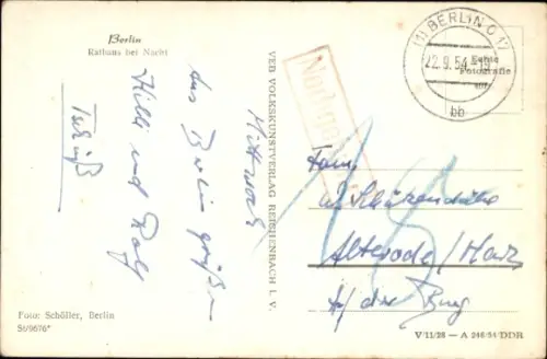 Ak Berlin, Rathaus bei Nacht