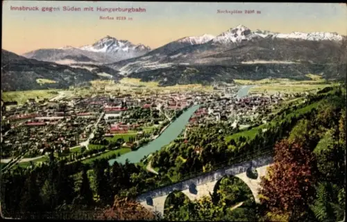 Ak Hungerburg Innsbruck Tirol,  Hungerburgbahn, Nockspitze 2406 m, Serles 2719 m