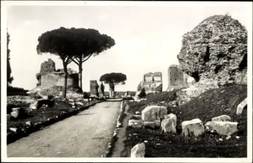 Ak Roma Rom Lazio, Antike Ruinen, Via Appia Antica, Bäume, Weg