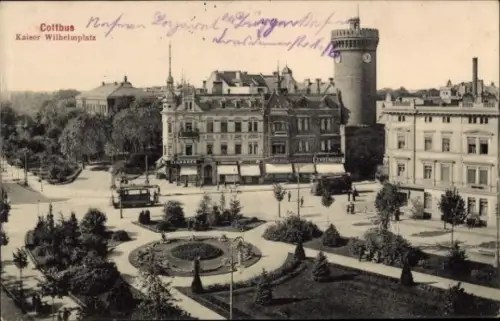 Ak Cottbus Brandenburg, Kaiser Wilhelm Platz, Geschäft