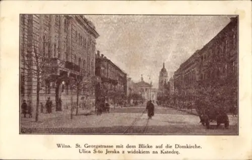Ak Vilnius Wilna Litauen,  St. Georgstrasse, Blick auf die Domkirche,  