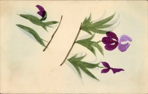 Handgemalt Ak Blumen, Wicke