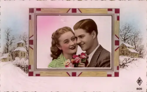 Ak Liebespaar, Portrait