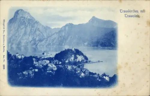 Ak Traunkirchen am Traunsee Oberösterreich,  Traunstein, Berge, See, Landschaft
