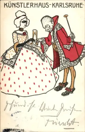 Künstler Ak Karlsruhe in Baden, Künstlerhaus J. Kritsch, Karlstraße 44, Maskenball