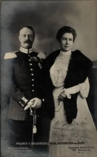 Ak Großherzog Friedrich II. von Baden, Großherzogin Hilda