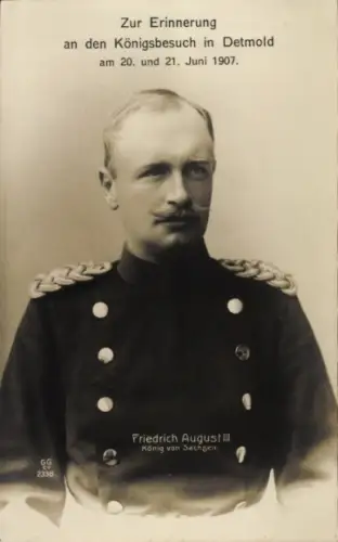Ak König Friedrich August III. von Sachsen, Königsbesuch in Detmold 1907