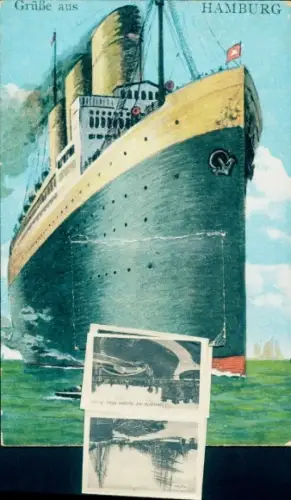 Leporello Ak Hamburg, Elbtunnel, Hafen, Bismarck-Denkmal, Dampfer