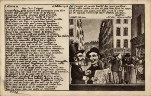 Künstler Ak I. WK, 15. Oktober 1918, Le Guignol, Mon Cher Chignol