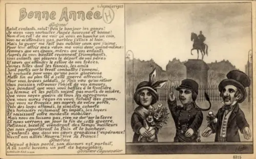 Künstler Ak Bonne Année, 1. Januar 1915, Guignol