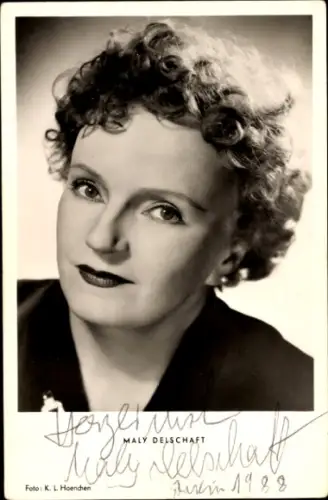 Ak Schauspielerin Maly Delschaft, Portrait, Autogramm