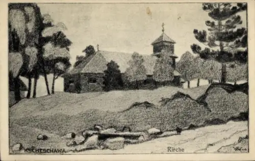Künstler Ak Kschtschawa Russland ?, Kirche, I. WK