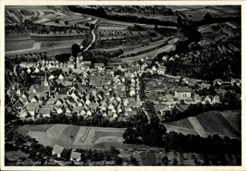 Ak Grötzingen Baden Württemberg, Luftaufnahme von  ländliche Umgebung, Häuser, Felder