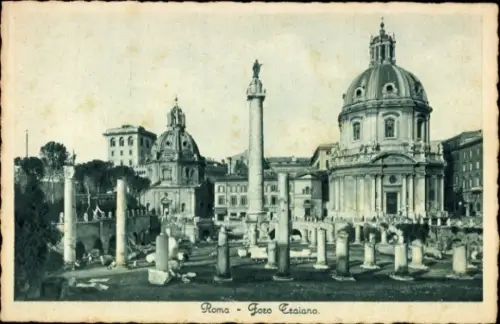 Ak Roma Rom Lazio, Römische Ruinen, Säulen, Trajanssäule,  Gebäude
